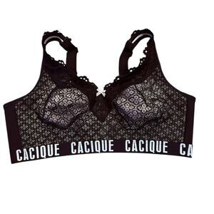 Cacique Black Lace Unlined Full Coverage No Wire Bra Womens Size 40DD